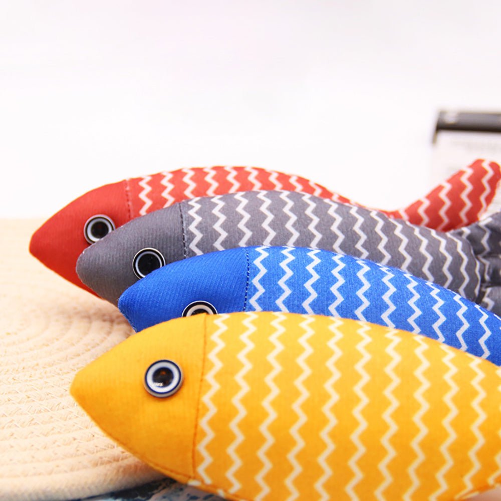 Catnip Fish Kicker Toy - Interactive Plush Cat Toy with Crinkle Sound - Freddie & Wilson