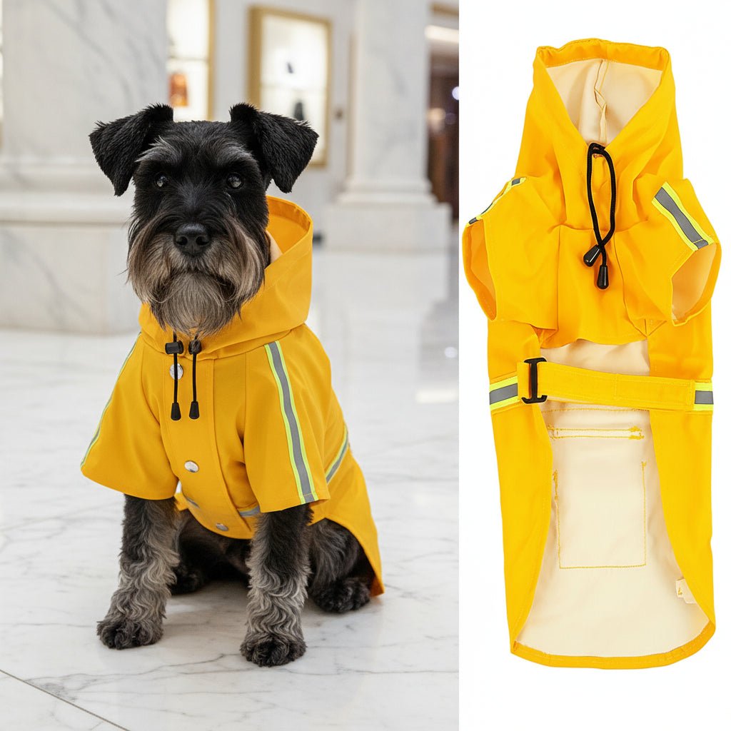 Waterproof Dog Raincoat - Reflective Hooded Rain Jacket with Leash Access - Freddie & Wilson