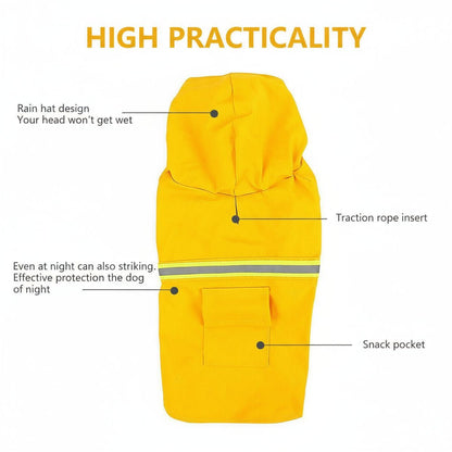 Waterproof Dog Raincoat - Reflective Hooded Rain Jacket with Leash Access - Freddie & Wilson
