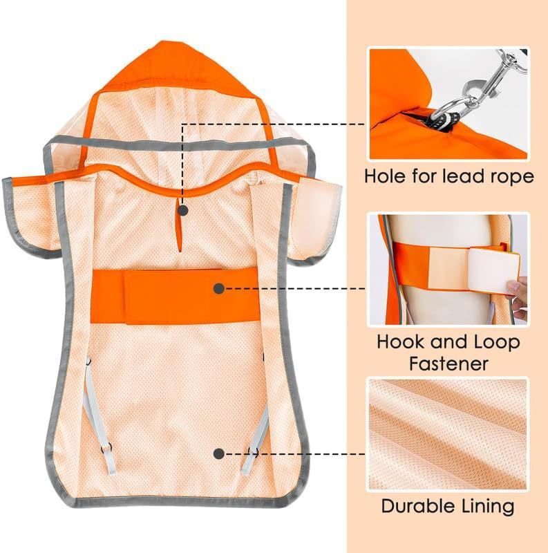 Waterproof Dog Raincoat - Hooded Rain Jacket with Transparent Cap - Freddie & Wilson