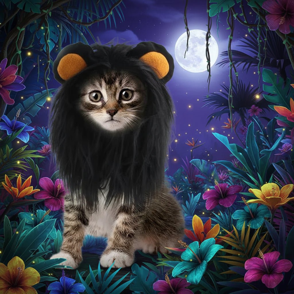 Cat Lion Mane Costume - Pet Hat for Halloween & Christmas - Freddie & Wilson