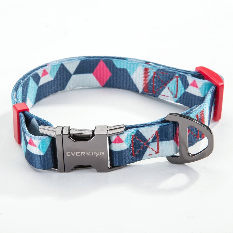 Dog Collar & Leash Set - Geometric Pattern Polyester Design - Freddie & Wilson