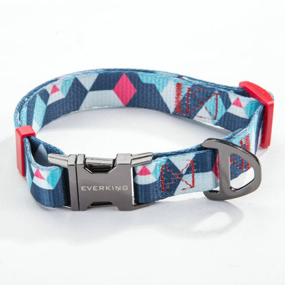 Dog Collar & Leash Set - Geometric Pattern Polyester Design - Freddie & Wilson