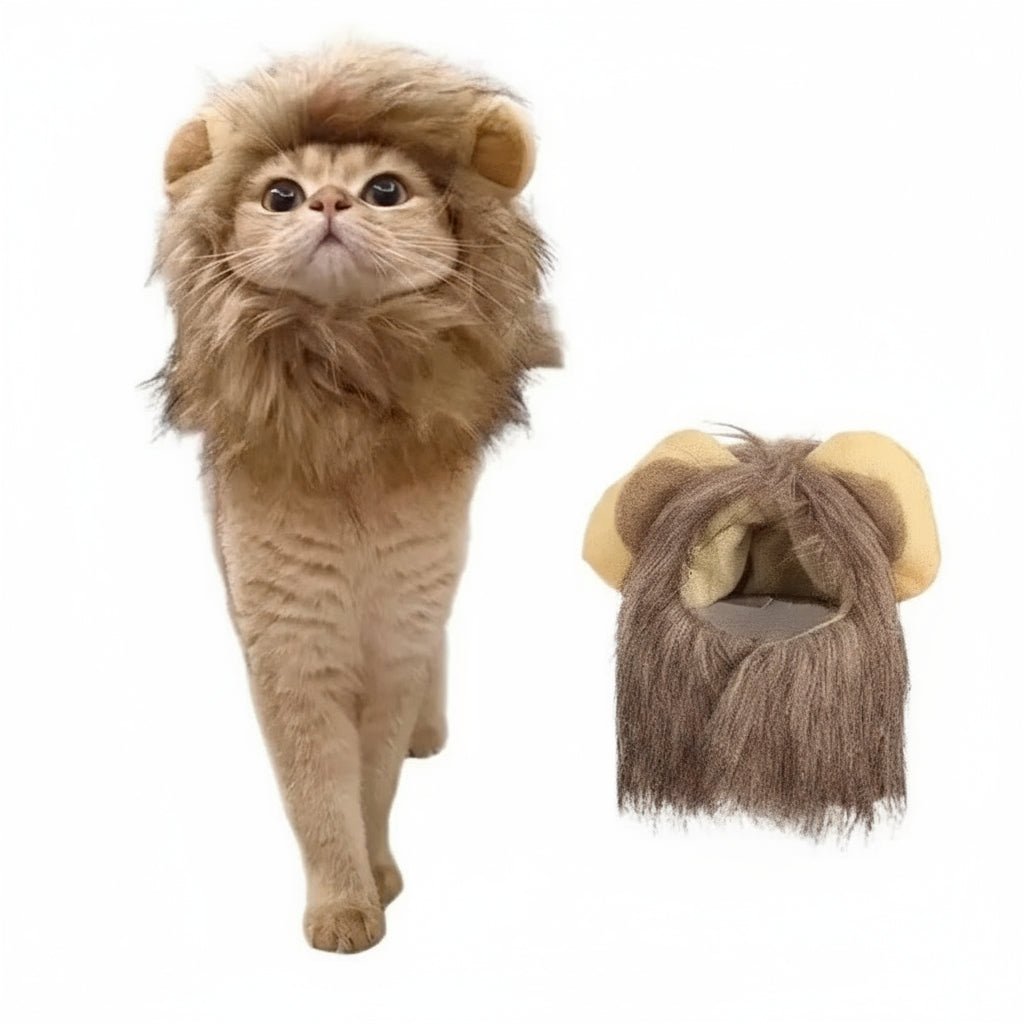 Cat Lion Mane Costume - Pet Hat for Halloween & Christmas - Freddie & Wilson