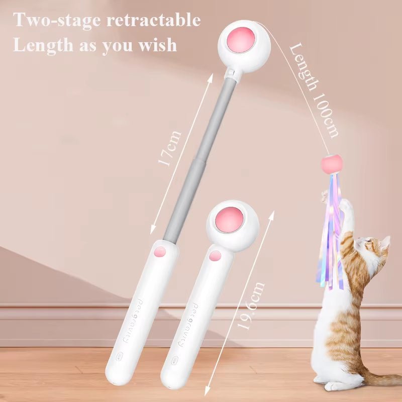 Cat Toy Interactive Funny Tassel Feather Stick Pet Toys for Kitten Colored Stretchable Cat Playing Teaser Wand Toy Pet Supplies - Freddie & Wilson