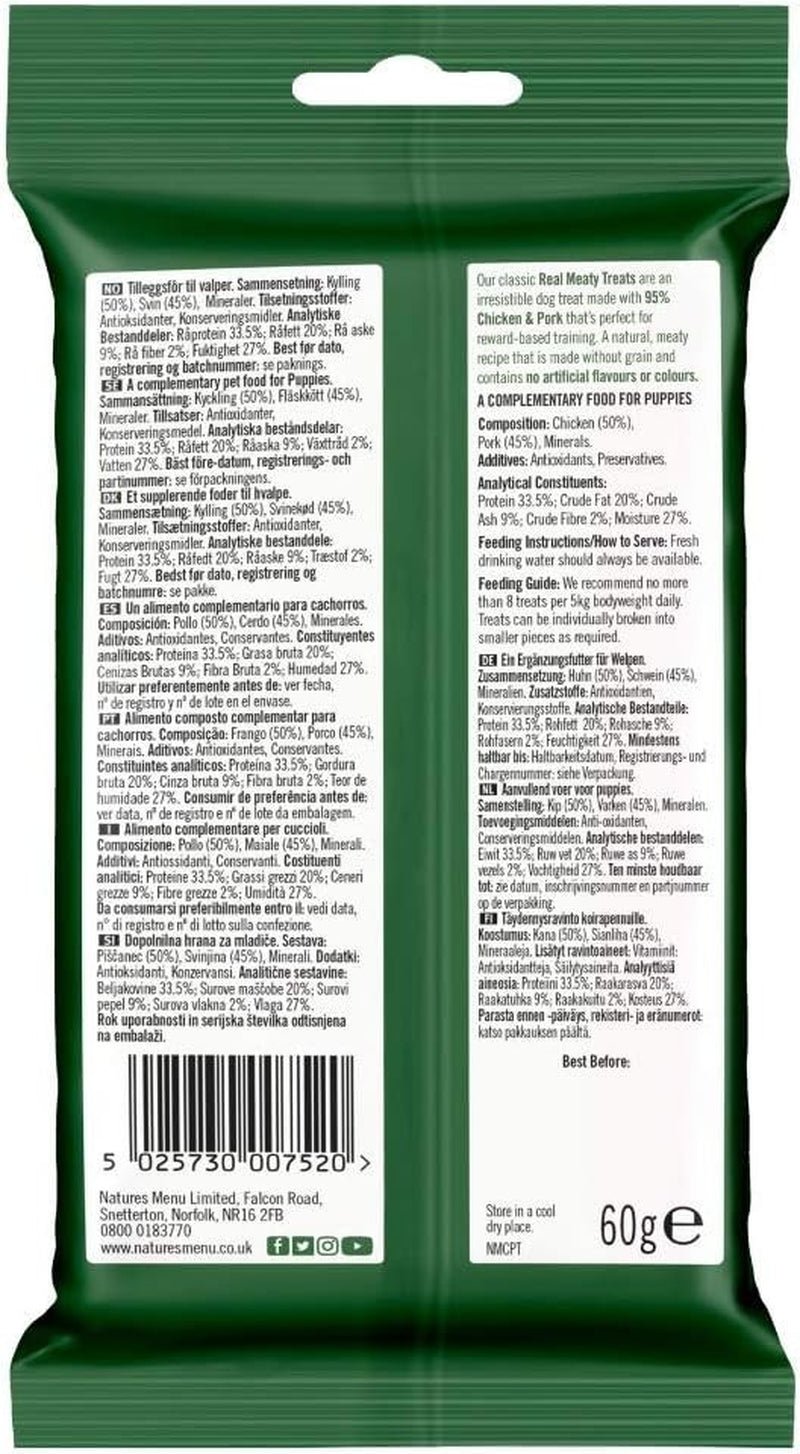 Natures Menu Dog Treats Chicken 60G X 3 Packs 95% Real Meat - Freddie & Wilson