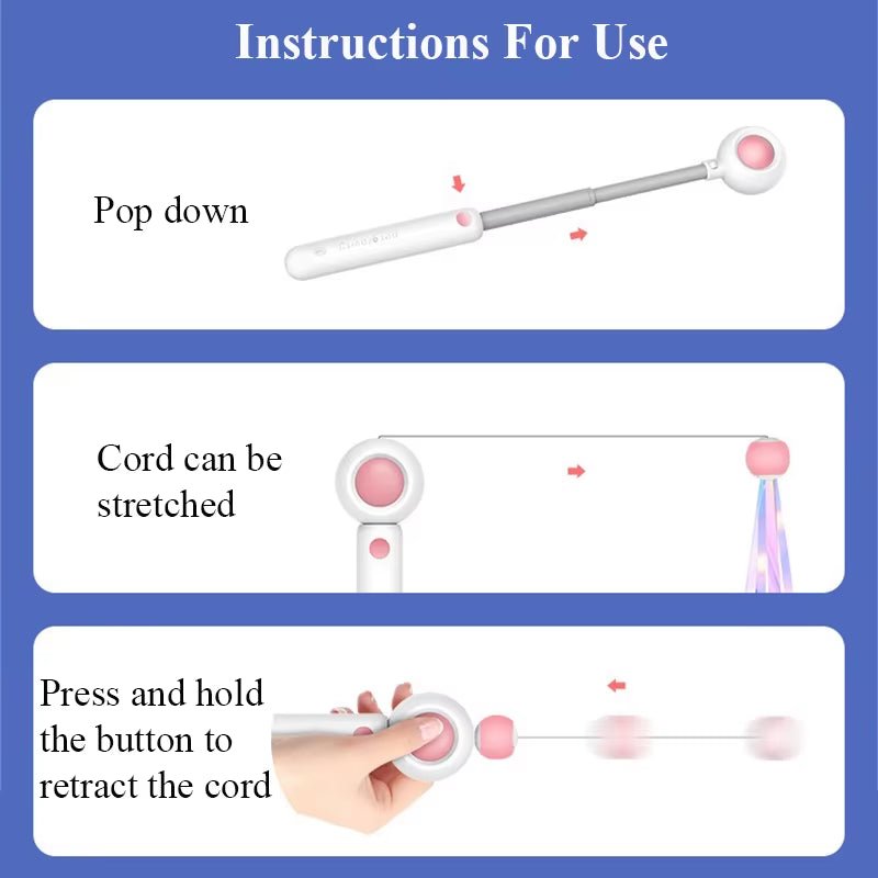 Cat Toy Interactive Funny Tassel Feather Stick Pet Toys for Kitten Colored Stretchable Cat Playing Teaser Wand Toy Pet Supplies - Freddie & Wilson