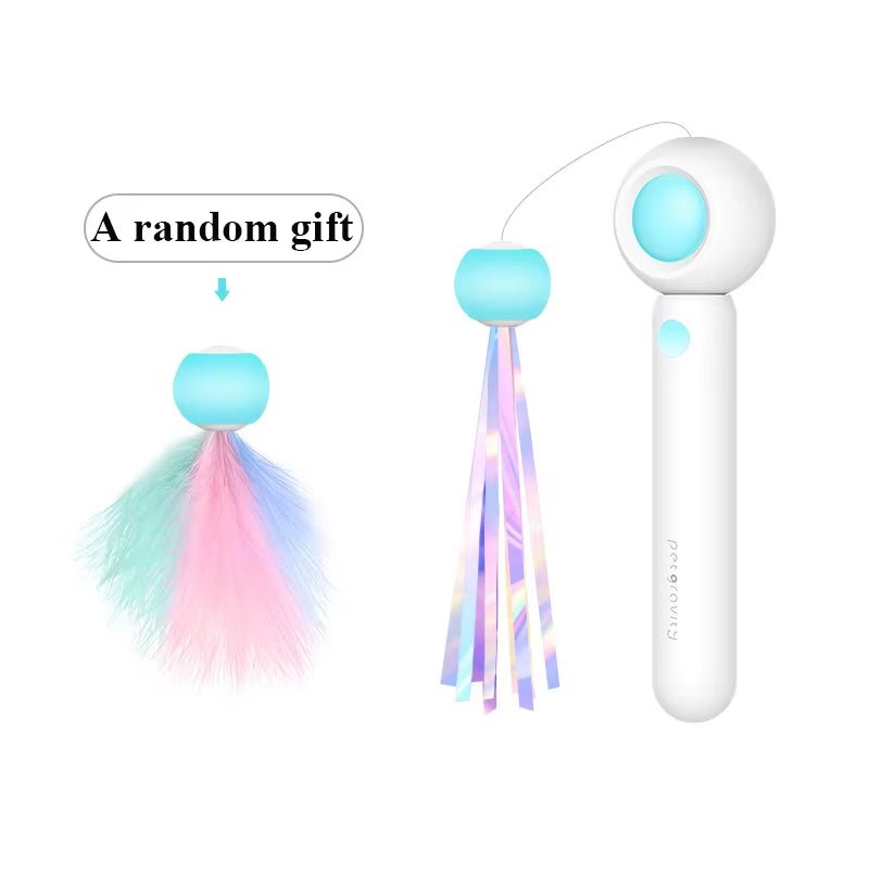 Cat Toy Interactive Funny Tassel Feather Stick Pet Toys for Kitten Colored Stretchable Cat Playing Teaser Wand Toy Pet Supplies - Freddie & Wilson