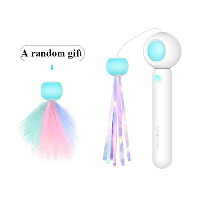 Cat Toy Interactive Funny Tassel Feather Stick Pet Toys for Kitten Colored Stretchable Cat Playing Teaser Wand Toy Pet Supplies - Freddie & Wilson