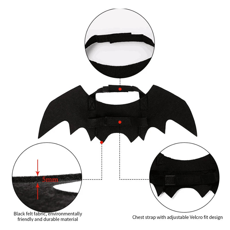 Pet Bat Wings Halloween Costume - Funny Dog Cat Cosplay Prop - Freddie & Wilson
