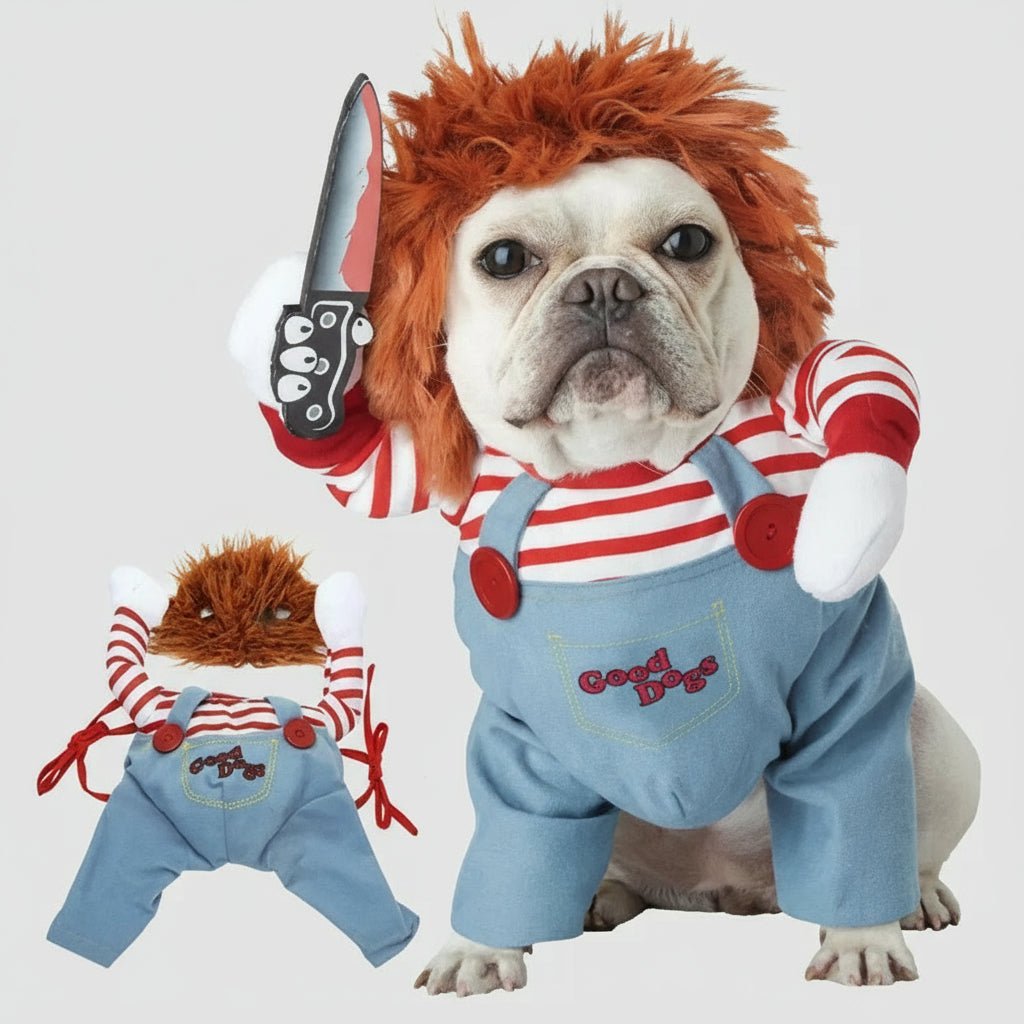 Pet Chucky Dogs Halloween Costume Party Cosplay Pets Fancy Dress Jumpsuits UK - Freddie & Wilson