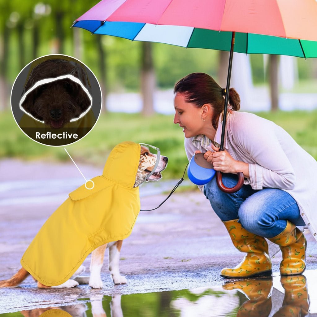 Waterproof Dog Raincoat - Hooded Rain Jacket with Transparent Cap - Freddie & Wilson