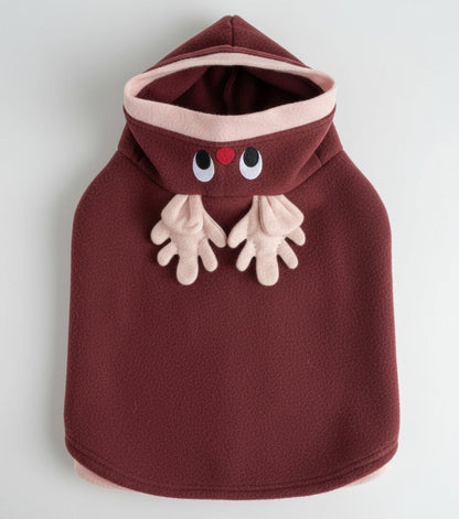 Christmas Reindeer Pet Costume - Festive Dog & Cat Hoodie Outfit - Freddie & Wilson